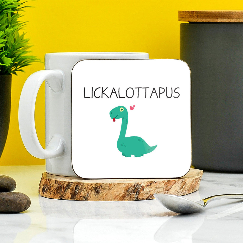 Lickalottapus Coaster | Funny Lesbian Themed Coaster Present | Gift For Lesbians | Dinosaur Gifts | Rude Secret Santa | Novelty Gay Gifts TeHe Gifts UK