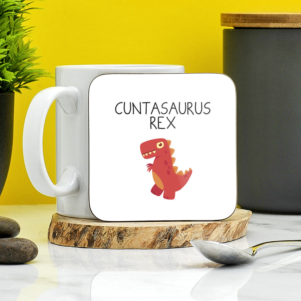 Cuntasaurus Rex Coaster | Funny Cunt Themed Coaster Present | Gift For Cunts | Dinosaur Gifts | Rude Secret Santa | Novelty Gifts TeHe Gifts UK