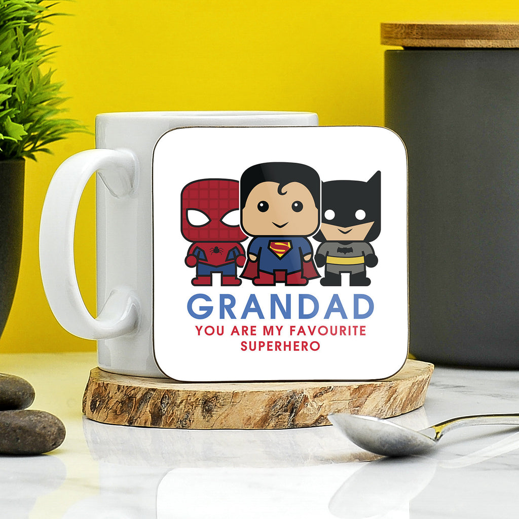 Grandad You're My Favourite Superhero Coaster | Gift For Grandad | Father's Day | Superhero Gift | Novelty Gifts | Birthday Present for him TeHe Gifts UK