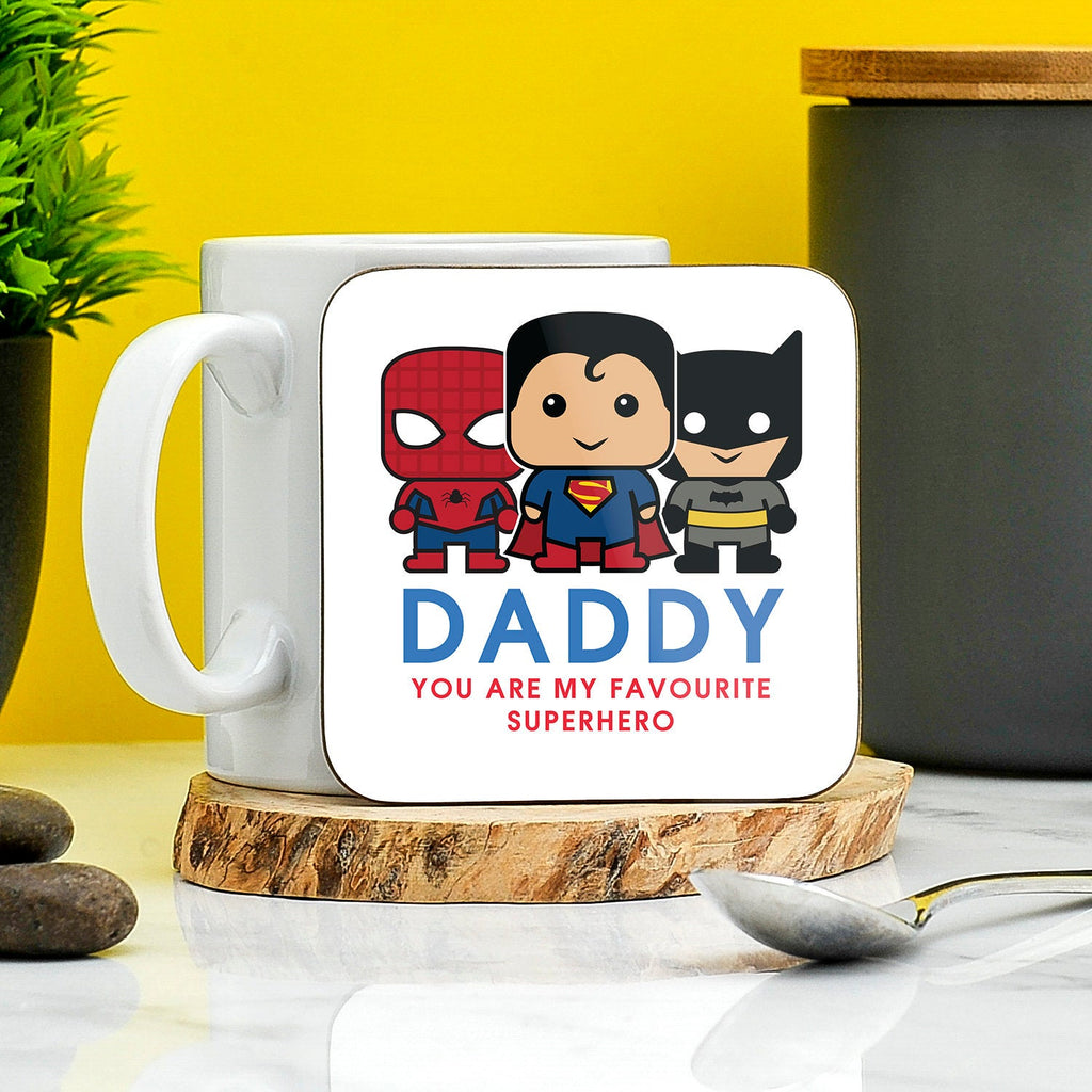 Daddy You're My Favourite Superhero Coaster | Gift For Daddy | Father's Day | Superhero Gift | Novelty Gifts | Birthday Present for him TeHe Gifts UK