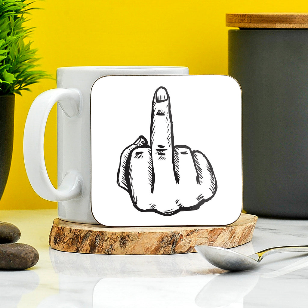 Middle Finger Coaster | Rude Fuck You Themed Coaster Present | Gift For Friends | Profanity Gifts | Secret Santa | Novelty Rude Gifts TeHe Gifts UK