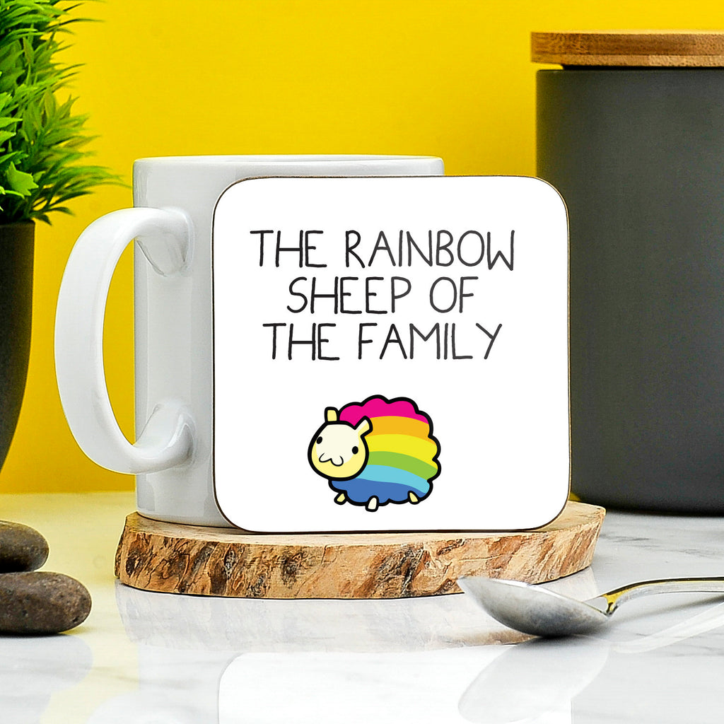 I'm The Rainbow Sheep Of The Family Coaster | Funny Gay Coaster Present | Gift For Lesbians | LGBT Gifts | Novelty Gay Gift | Funny Gift TeHe Gifts UK