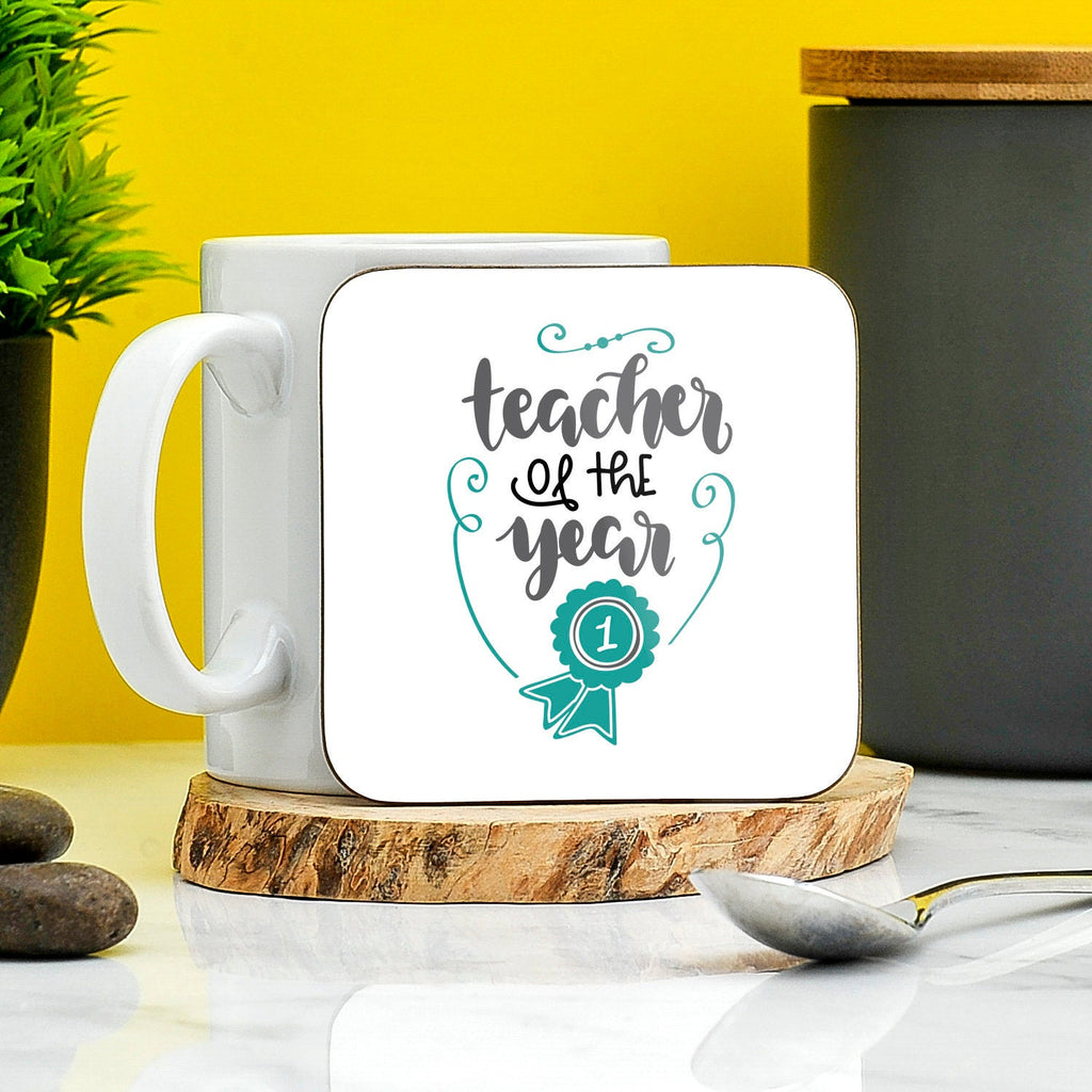 Teacher Of The Year Coaster | Teacher Presents | No1 Teacher | Teacher Gifts | Leaving School Present | Best Teacher | Gift for Him/Her TeHe Gifts UK
