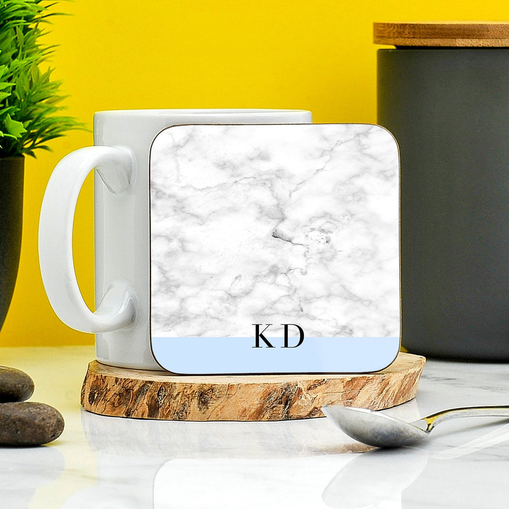 Custom Initials Blue Marble Coaster | Home Gifts | House-ware Present | New Home | Personalised Coaster | Marble Coaster | Gifts For Him/Her TeHe Gifts UK