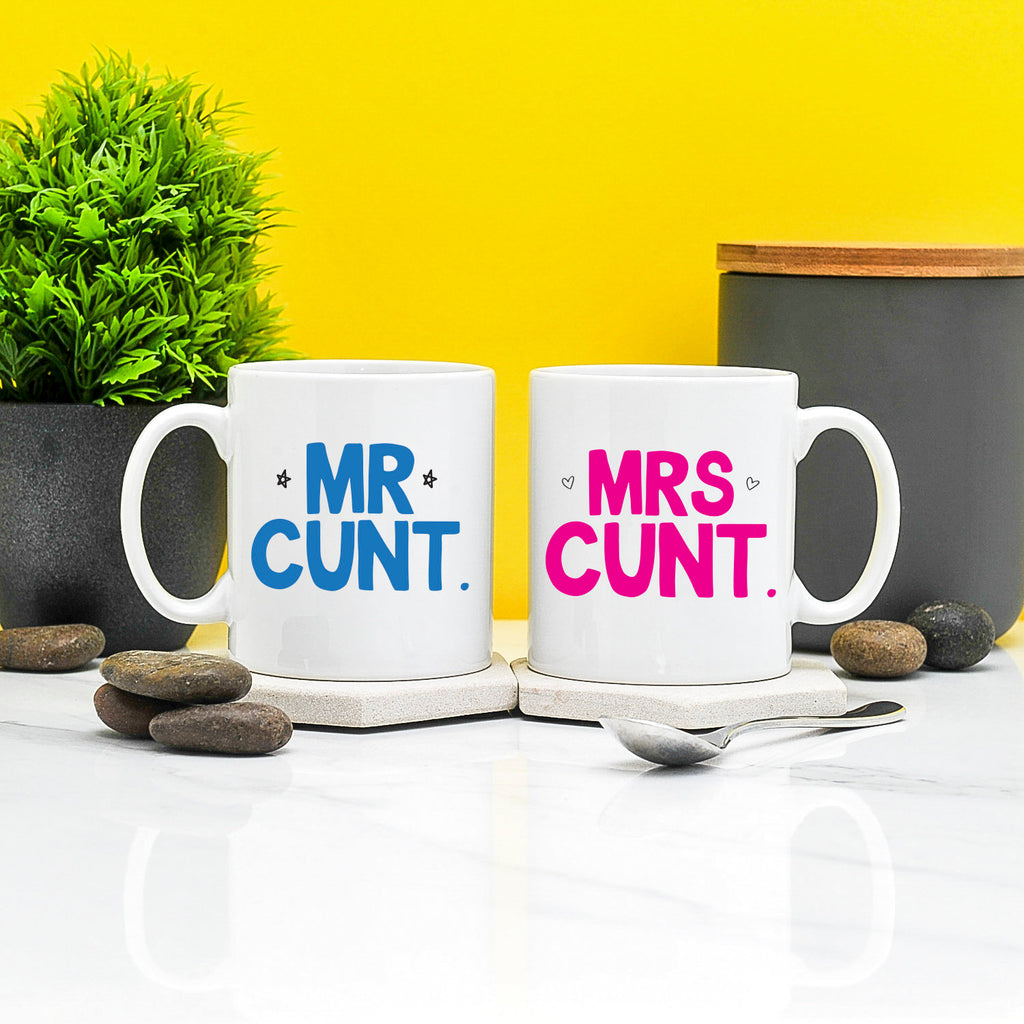Mr Cunt & Mrs Cunt Mugs Set - Valentine's, Anniversary, Wedding Gifts, Rude Couples Gifts TeHe Gifts UK