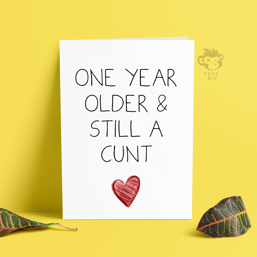 Funny Adult Birthday Card - One Year Older and still a Cunt For Him Or Her - Gift Ideas For Birthday - Profanity Cards - TH-036 TeHe Gifts UK