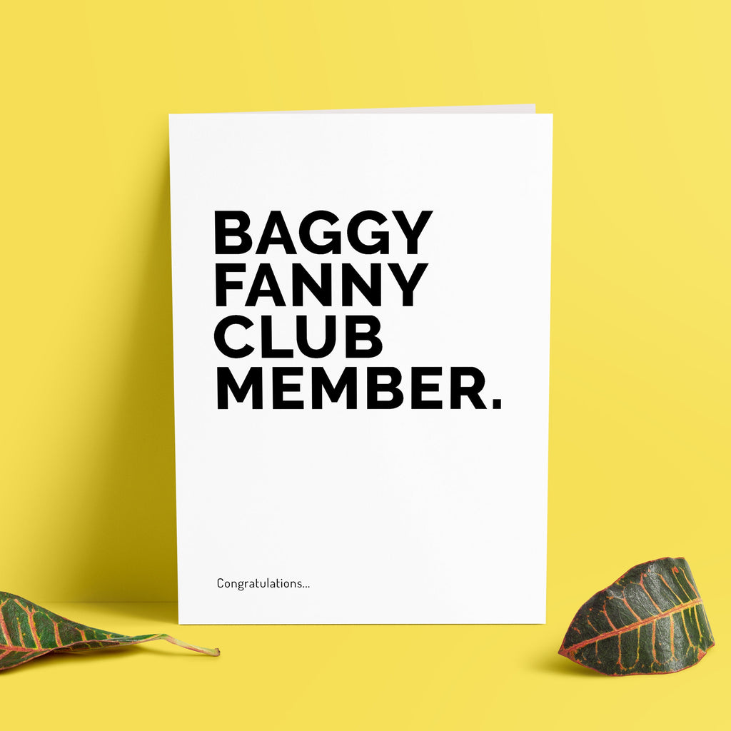 Baggy Fanny Club Member Card | Profanity Cards | New Baby Cards | Child Birth Cards | New Arrival Funny | New Mum Funny TH-059 TeHe Gifts UK