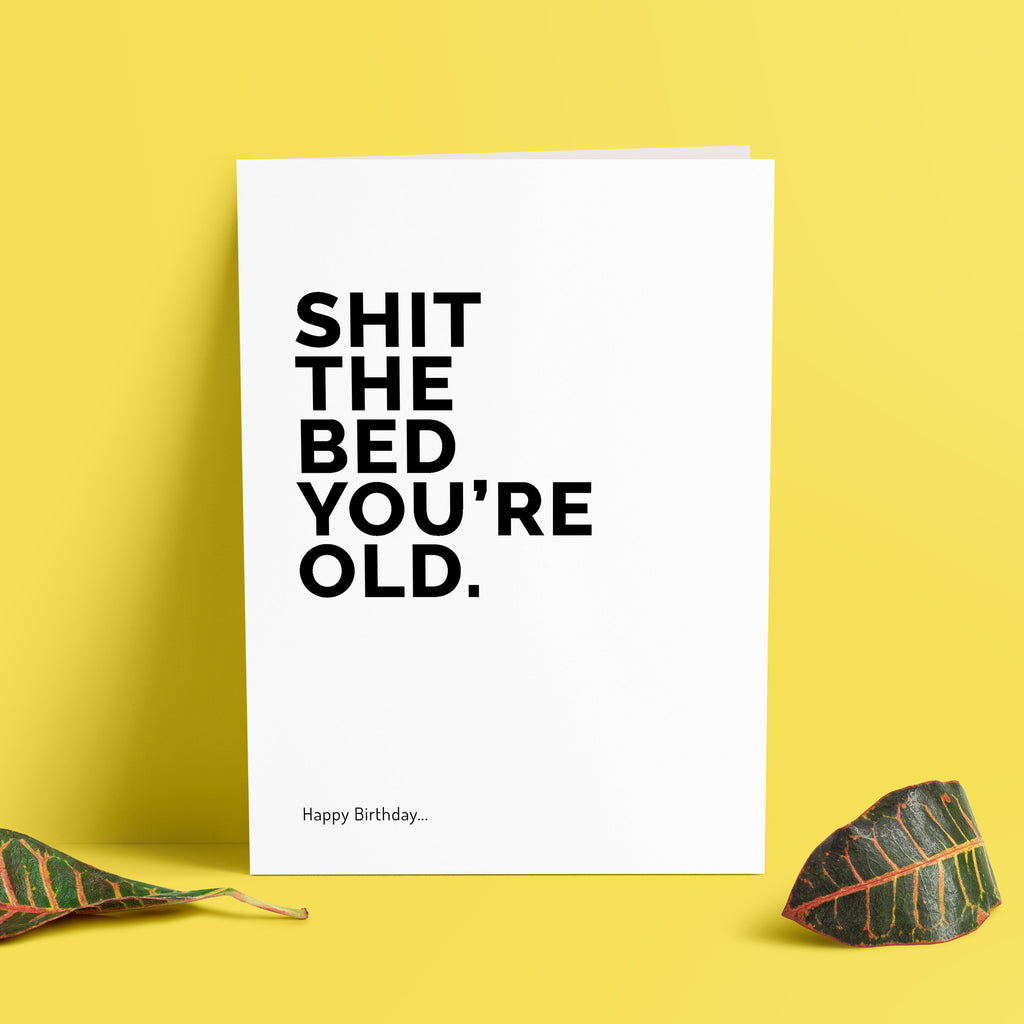 Shit The Bed, You're Old Card | Profanity Cards | Birthday Cards | Occasion Cards | Birthday Card for Him | Funny Birthday cards | TH-076 TeHe Gifts UK