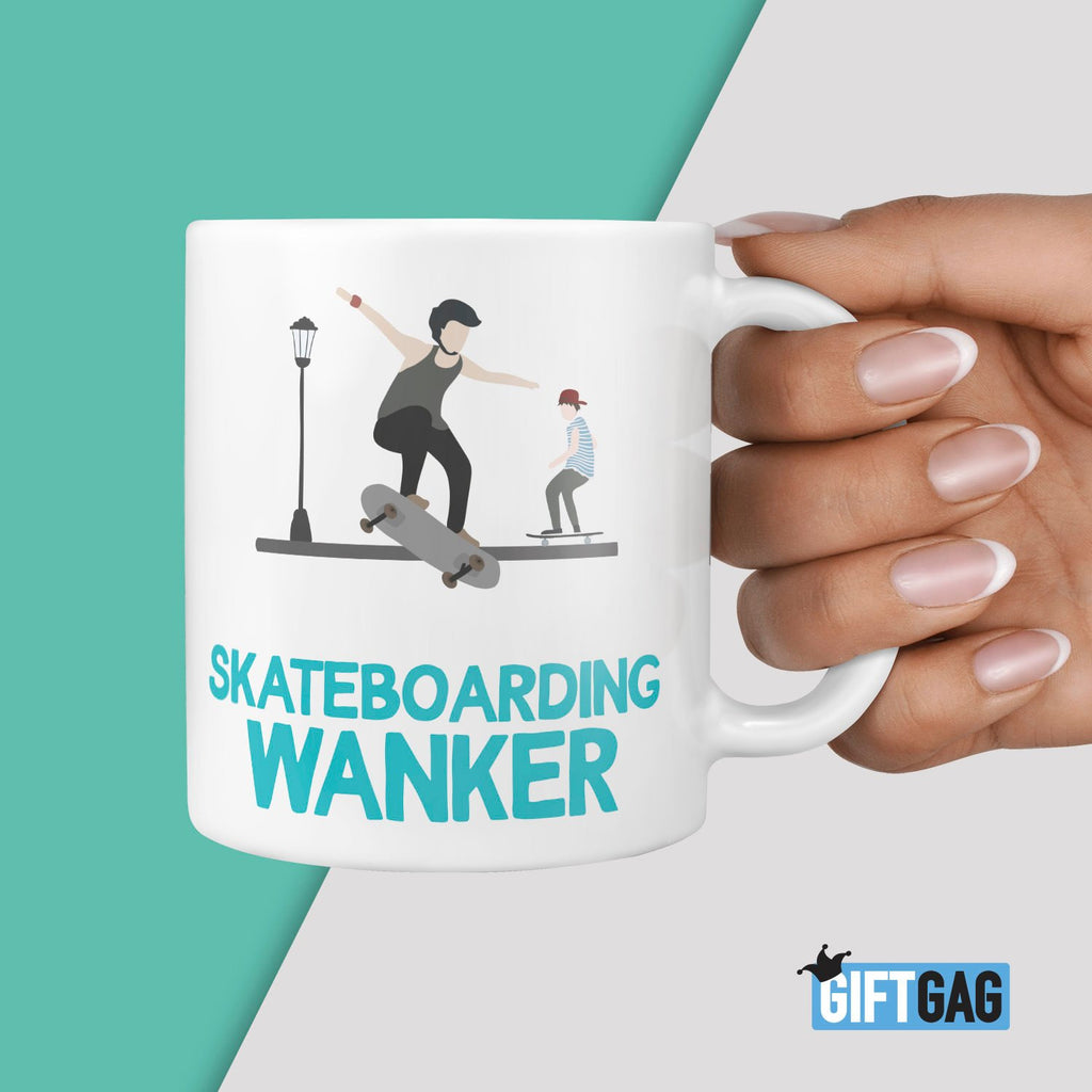 Skateboarding Wanker Gift Mug - Funny Rude Christmas Birthday Present Hobbies Skateboarder Competitive Friend Skater Park Friends Tricks TeHe Gifts UK