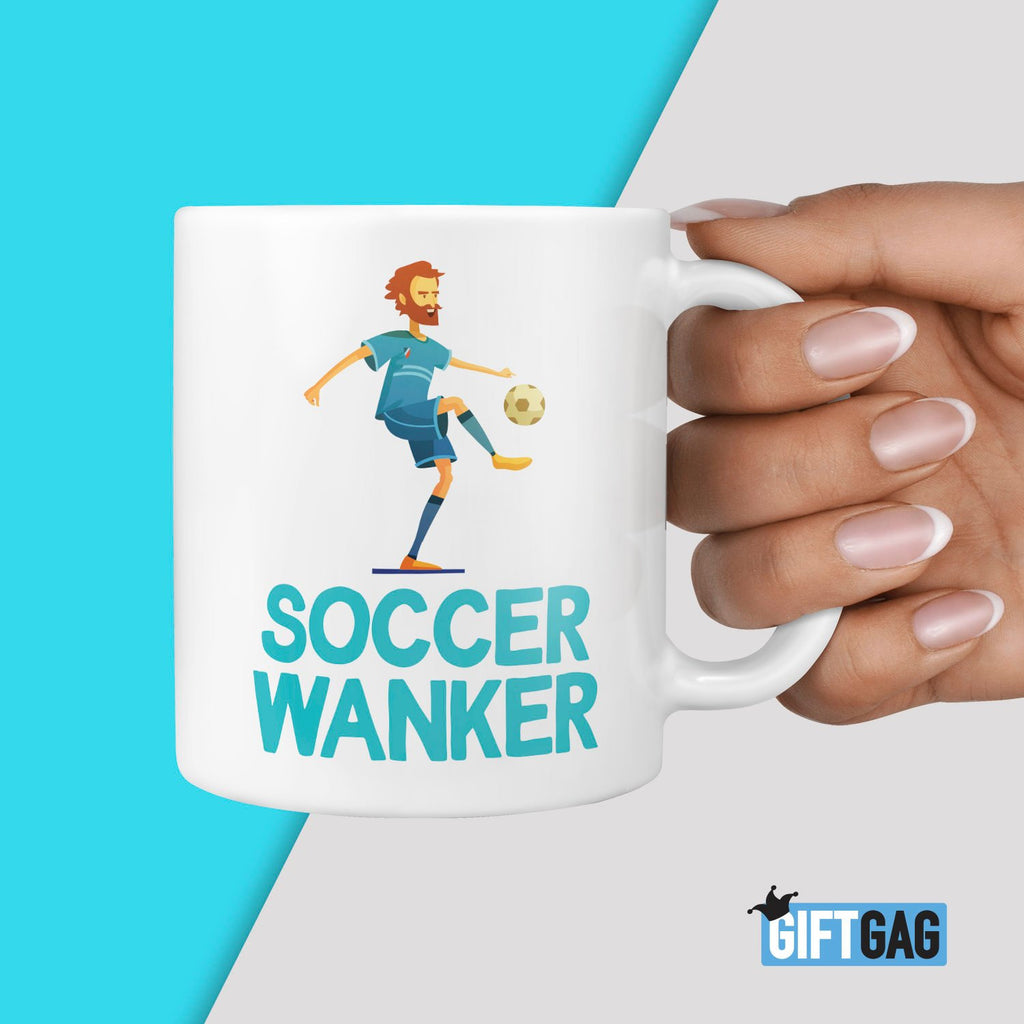 Soccer Wanker Gift Mug - Funny Gifts For Football Soccer Player Rude Christmas Office Coffee Tea Birthday Present Mugs Soccer Team Mate TeHe Gifts UK