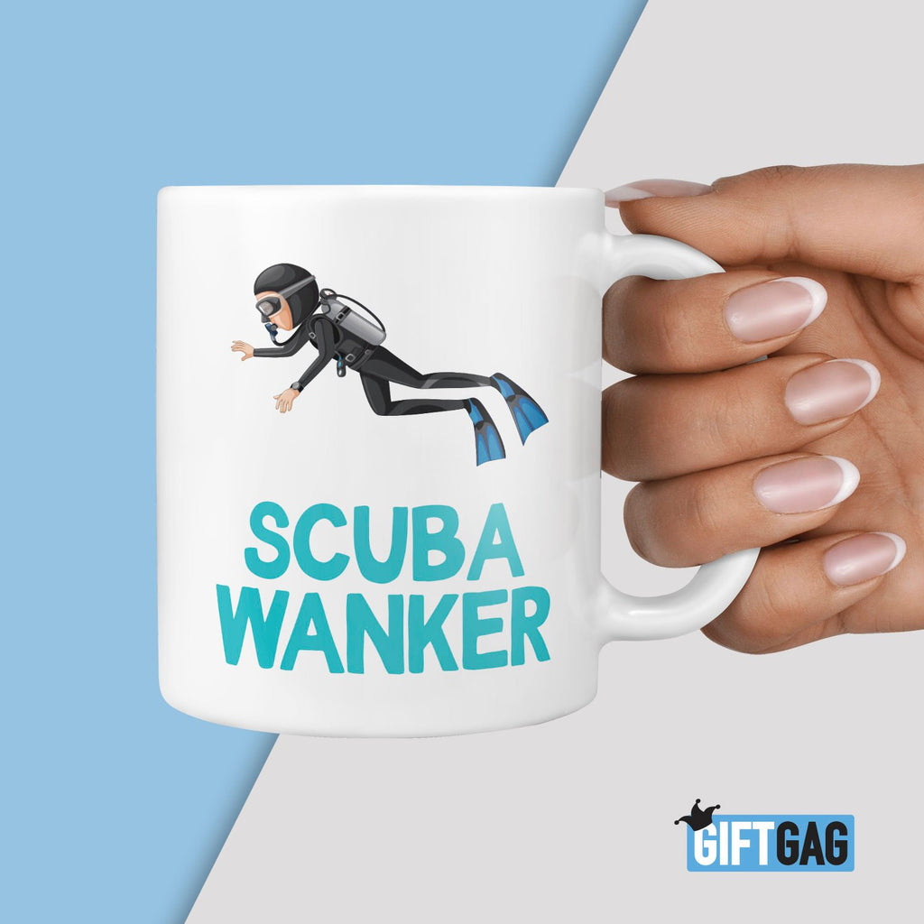 Scuba Wanker Gift Mug - Funny Gifts For Him or Her Scuba Diving Rude Christmas Birthday Present Hobbies Water Outdoors Adventure Watersports TeHe Gifts UK