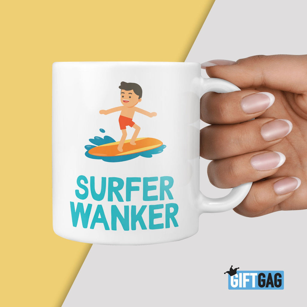 Surfer Wanker Gift Mug - Funny Gifts For Him Surfer Dude Rude Christmas Birthday Present Hobbie Water Outdoors Adventure Watersports Surfing TeHe Gifts UK