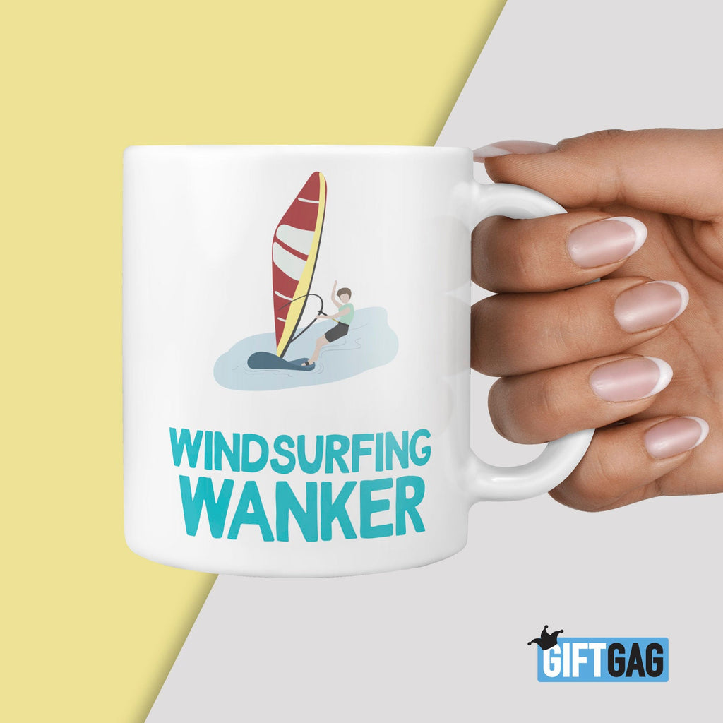 Windsurfing Wanker Gift Mug - Funny Gifts For Him or Her Surfer Rude Christmas Birthday Present Hobbies Surfing Outdoors Wet Watersports TeHe Gifts UK