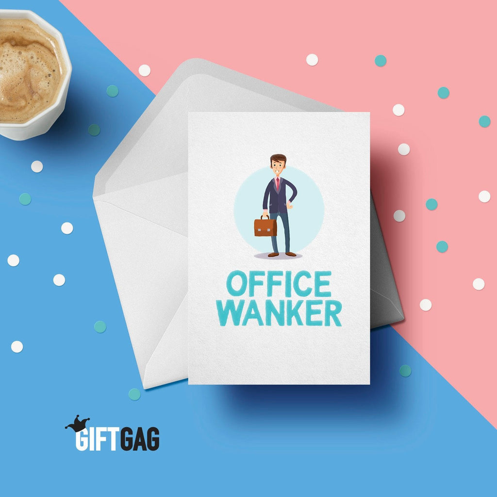 Office Wanker Greeting Card - Funny New Job Cards, Rude Birthday Gifts For Him, Office Jobs, Well Done Card, Promotion Cards Boss GG-037 TeHe Gifts UK