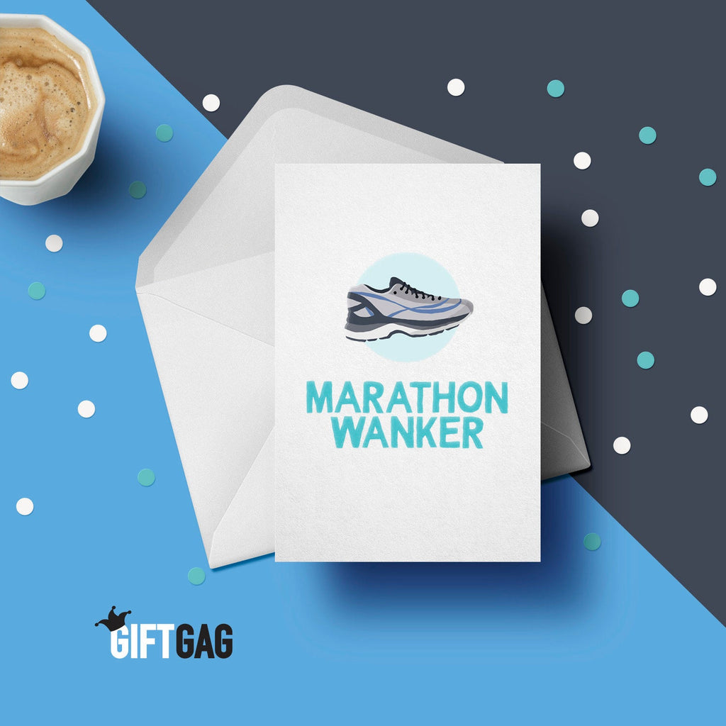 Marathon Wanker Greeting Card, Profanity Cards, Funny Birthday Card for Him or Her, Girlfriend, Boyfriend Presents, Running, Fitness GG-038 TeHe Gifts UK