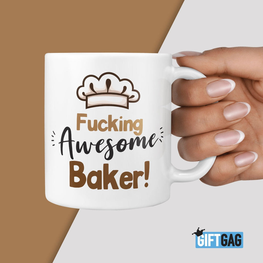Fucking Awesome Baker Mug - Funny Gifts For a Bakers Him or Her Rude New Job Chef Birthday Presents Leaving Gift Mug Profanity Mugs Baking TeHe Gifts UK