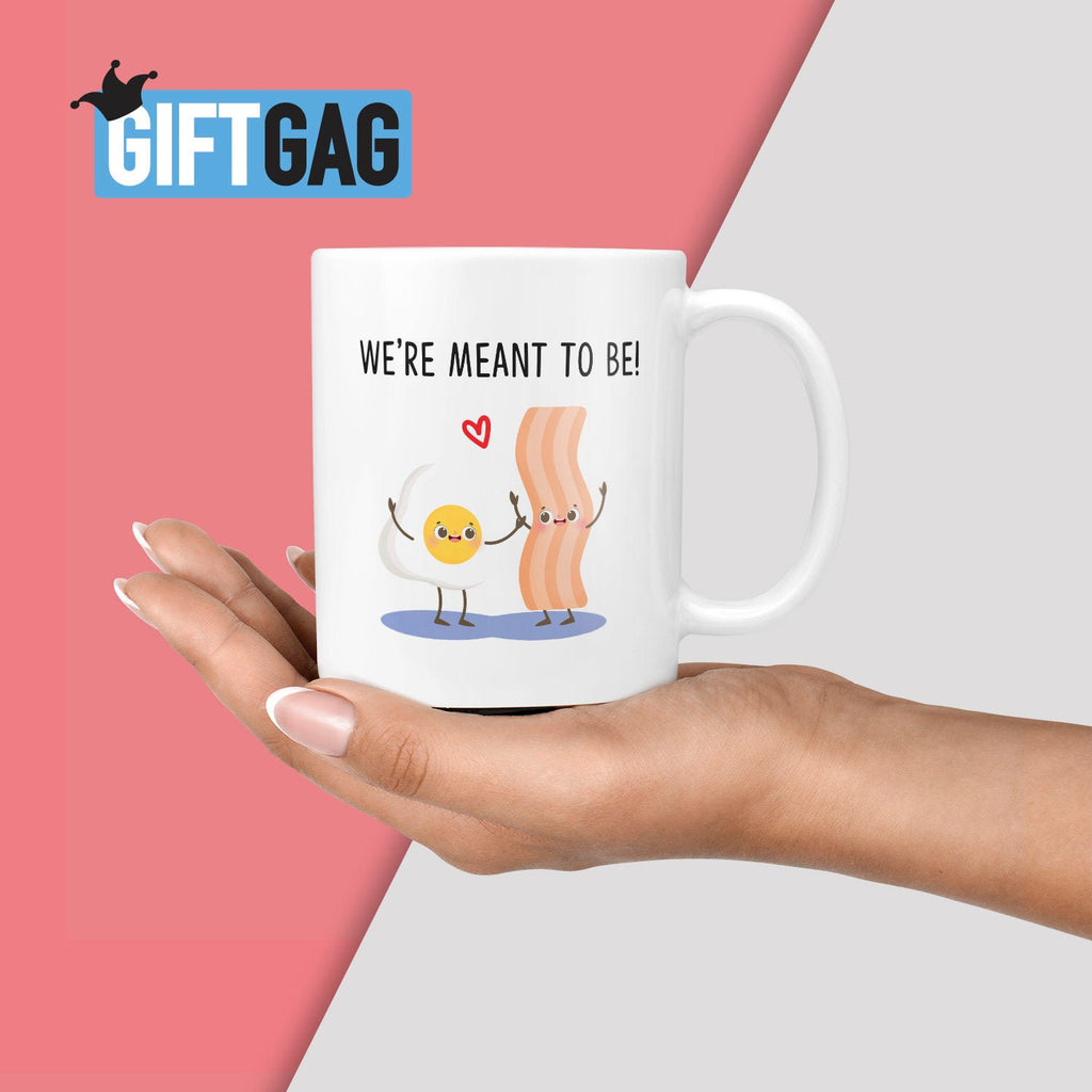 We're Meant To Be Mug - Funny Gifts For Him or Her on Valentine's Day Anniversary Cute Gift for Boyfriend Girlfriend Love Gifts Egg & Bacon TeHe Gifts UK