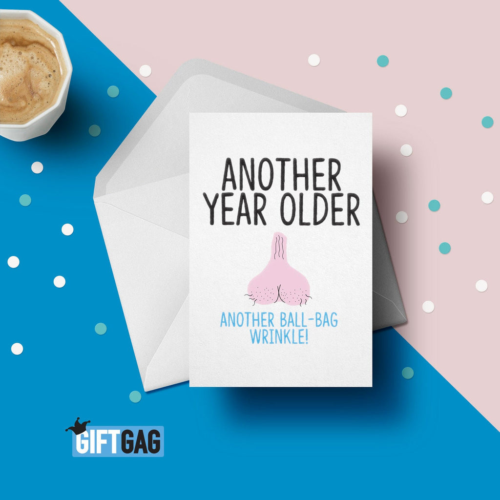 Another Year Older Another Ball-Bag Wrinkle Birthday Card, Funny Card For Her or Him, Birthday, Old, Friend Card, Family Birthday GG-096 TeHe Gifts UK