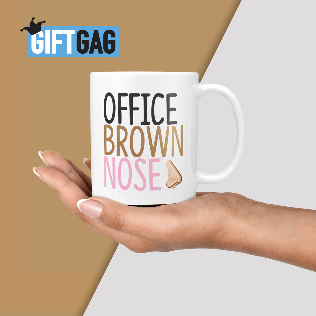 Office Brown Nose Gift Mug - Funny Gifts Promotion Present Humour Rude Presents, Great Employee, Colleague Office, Loves the Boss, Office TeHe Gifts UK