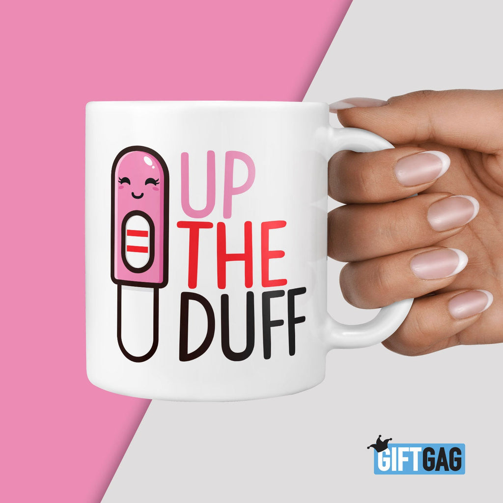 Up The Duff Pregnancy Gift Mug - Mum Mom Pregnant Ceramic Coffee Tea Present Mummy New Baby Announcement Mug, Funny Pregancy Gifts, Preggers TeHe Gifts UK