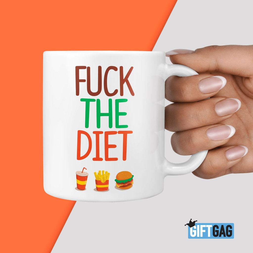 Fuck the Diet Gift Mug - Funny Gifts For Friends Humour Rude Christmas Birthday Present, Dieter Gifts, Loves Junkfood, Hates Salad, Fatty TeHe Gifts UK