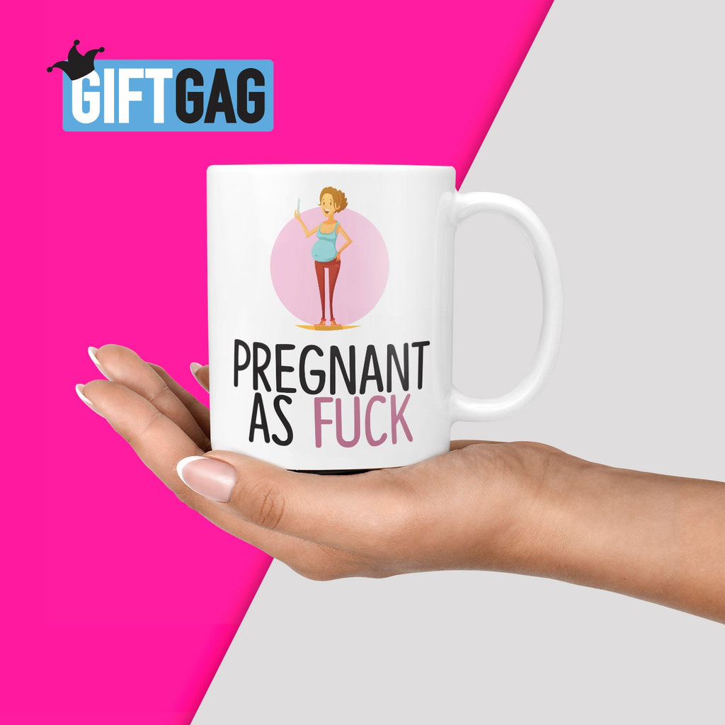 Pregnant As Fuck Gift Mug - Mum Mom Pregnant Ceramic Coffee Tea Present Mummy New Baby Announcement Mug, Funny Pregancy Gifts, Preggers TeHe Gifts UK