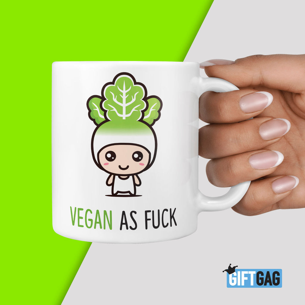 Vegan As Fuck Gift Mug - Funny Gifts For Vegans Present Friend Birthday Humour Rude Xmas Vegetarian Vegans Avocados Healthy Living Fitness TeHe Gifts UK