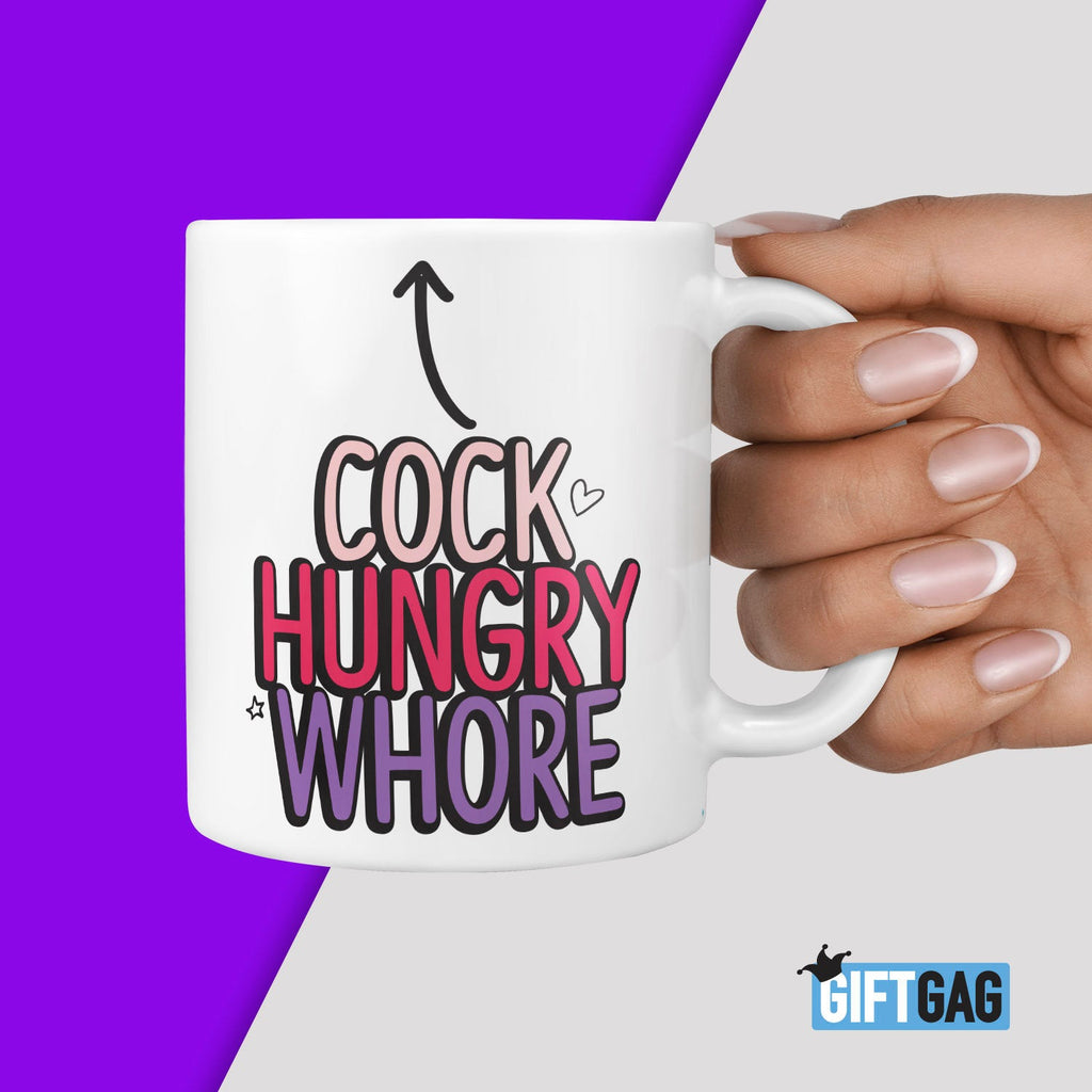 Cock Hungry Whore Gift Mug - Funny Rude Office Present for Her, Friend Present Profanity, Whore Gifts, Birthday, Secret Santa, Christmas TeHe Gifts UK