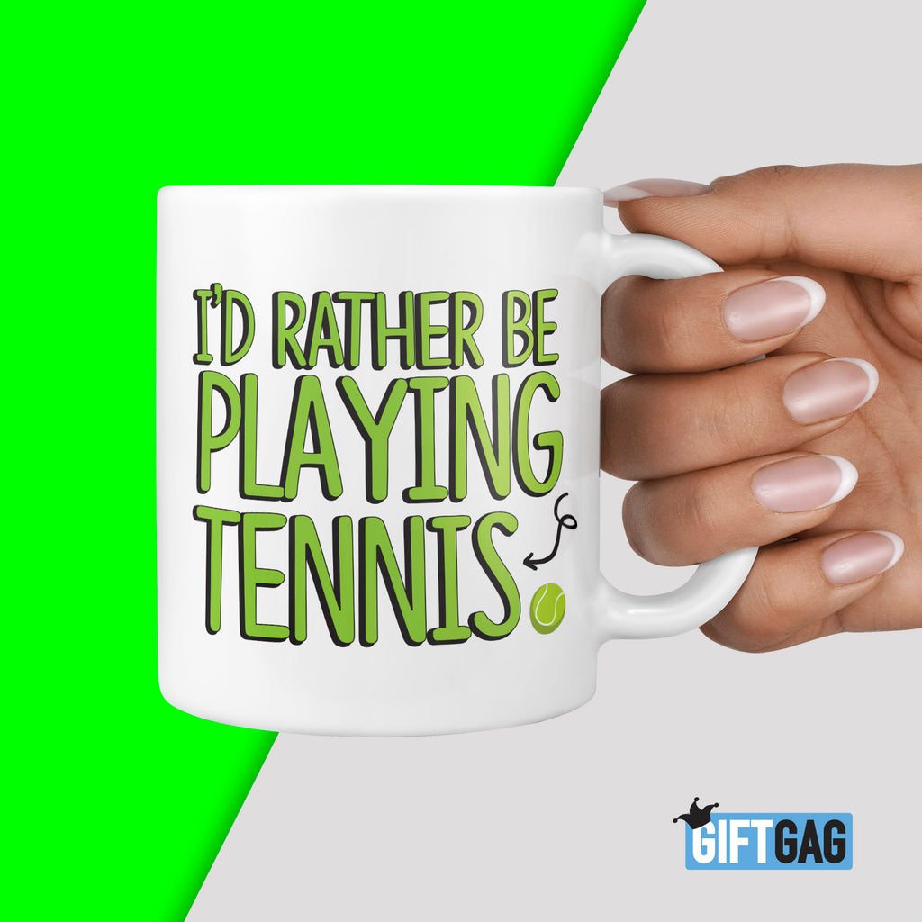 I'd Rather Be Playing Tennis Gift Mug - Funny Gifts For Tennis Player Him Her Men Women Rude Racket Wimbledon Ball Profanity Mugs, Boyfriend TeHe Gifts UK