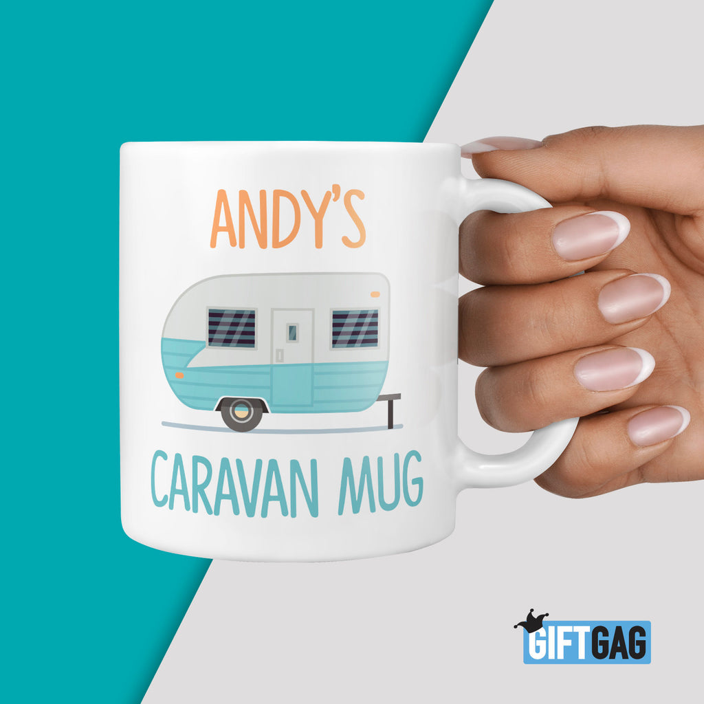 Personalised Name Caravan Gift Mug - Fun Gifts For Him or Her, Loves Caravans, Mugs from Kids, Friends, Birthday, Christmas, Father's Day TeHe Gifts UK