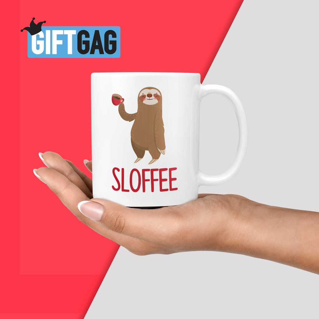 Sloffee Gift Mug - Funny Gifts for the Office, Sloth Lovers, Coffee Presents, LOL Birthday Mug, Present for Him or Her, Christmas, Xmas Mug TeHe Gifts UK