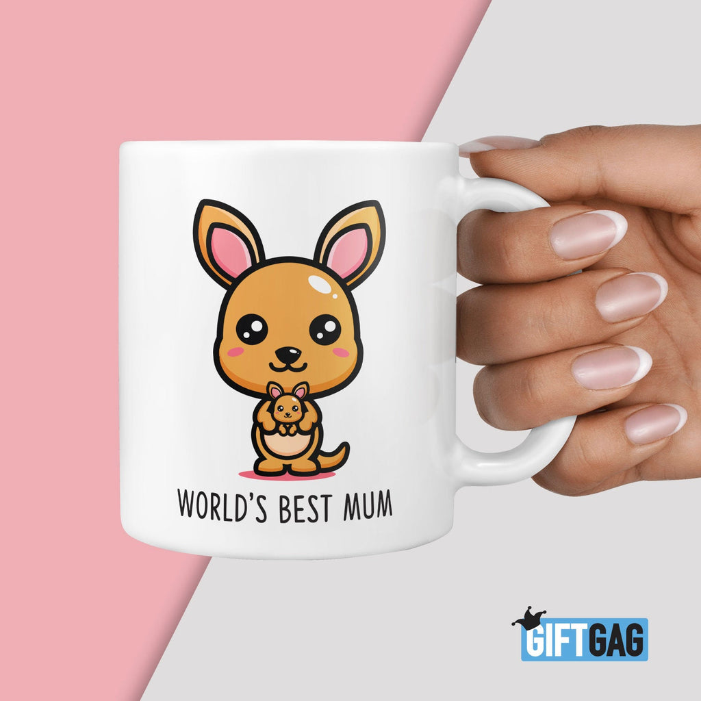 World's Best Mum Kangaroo Gift Mug - Mum Ceramic Coffee Tea Present Mummy Mother's Day Gifts, Best Mummy, Present for Moms, Birthday Mugs TeHe Gifts UK