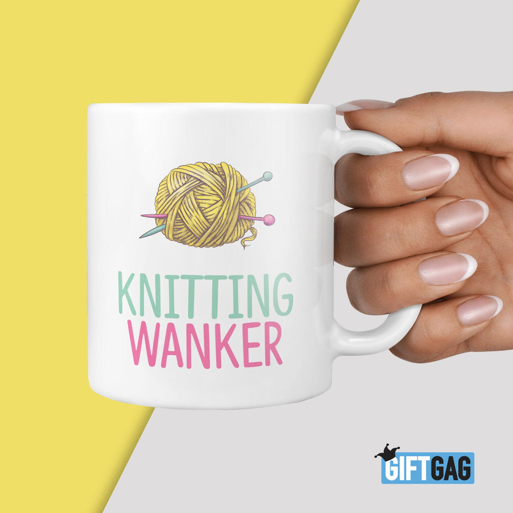 Knitting Wanker Mug - Funny Gifts for Knitters, Friend Birthday, Christmas Gift, Office, Present, Grandad Birthday, Wanker Presents TeHe Gifts UK