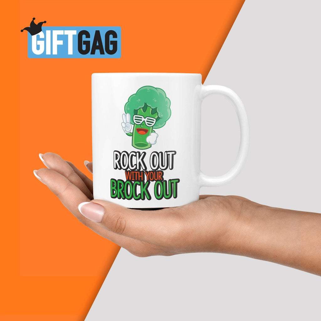 Rock out with your Brock out Gift Mug - Funny Gifts For Vegans Present Friend Birthday Humour Rude Xmas Vegetarian Vegans Avocados Healthy TeHe Gifts UK