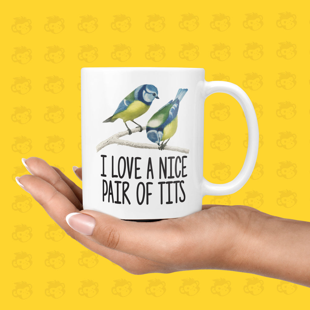 I Love a Nice Pair of Tits Gift Mug - Funny & Rude Presents for Bird Watchers, Birthday Gifts, Hobbies, Father's Day | TH-LOVE-TTS TeHe Gifts UK