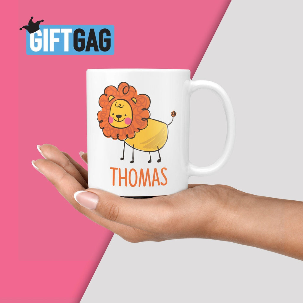 Custom Name, Cute Lion Gift Mug - Present for Kids, Personalised Birthday Mugs, Funny Cute Presents for Her, Secret Santa, Children's Gifts TeHe Gifts UK