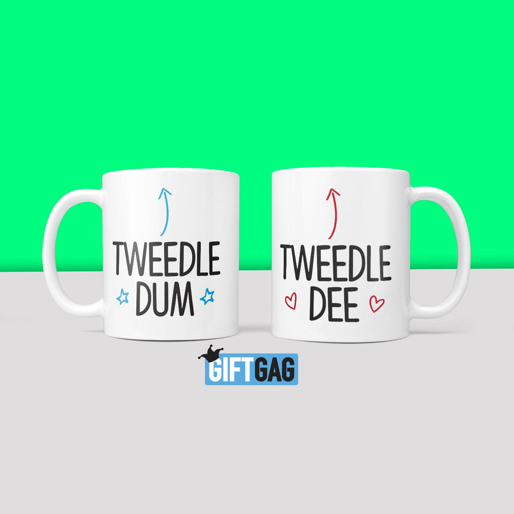 Tweedle Dum & Tweedle Dee Gift Mug Set - Funny Gifts For Couples Humour Rude Christmas Birthday Present Rude Profanity Wedding, New Home TeHe Gifts UK