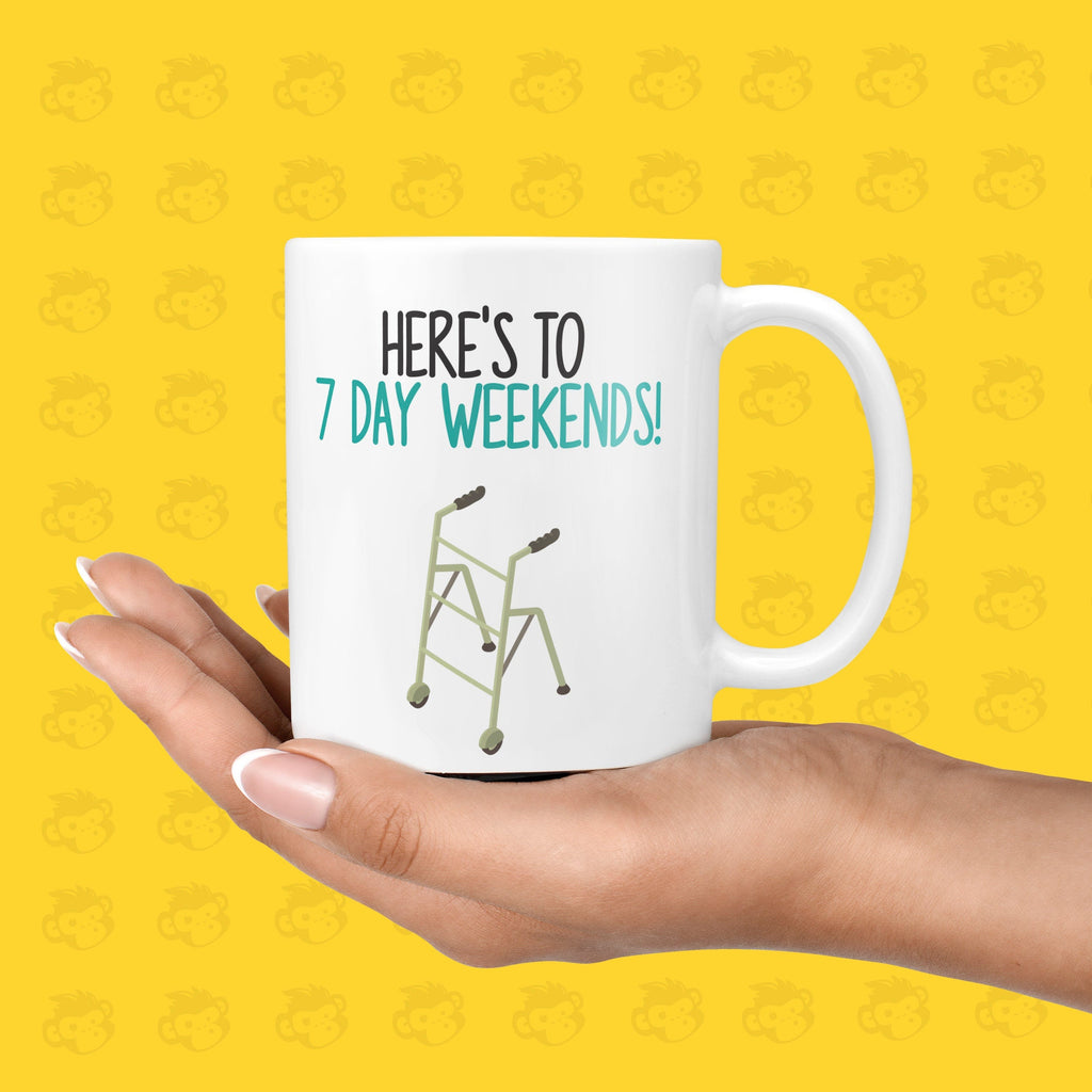 Funny Retirement Gift Mug - Here's to 7 Day Weekends!, Employee Leaving Presents, Retired Gift, Office Mugs, Work Colleague Leavers TH-7-DAY TeHe Gifts UK