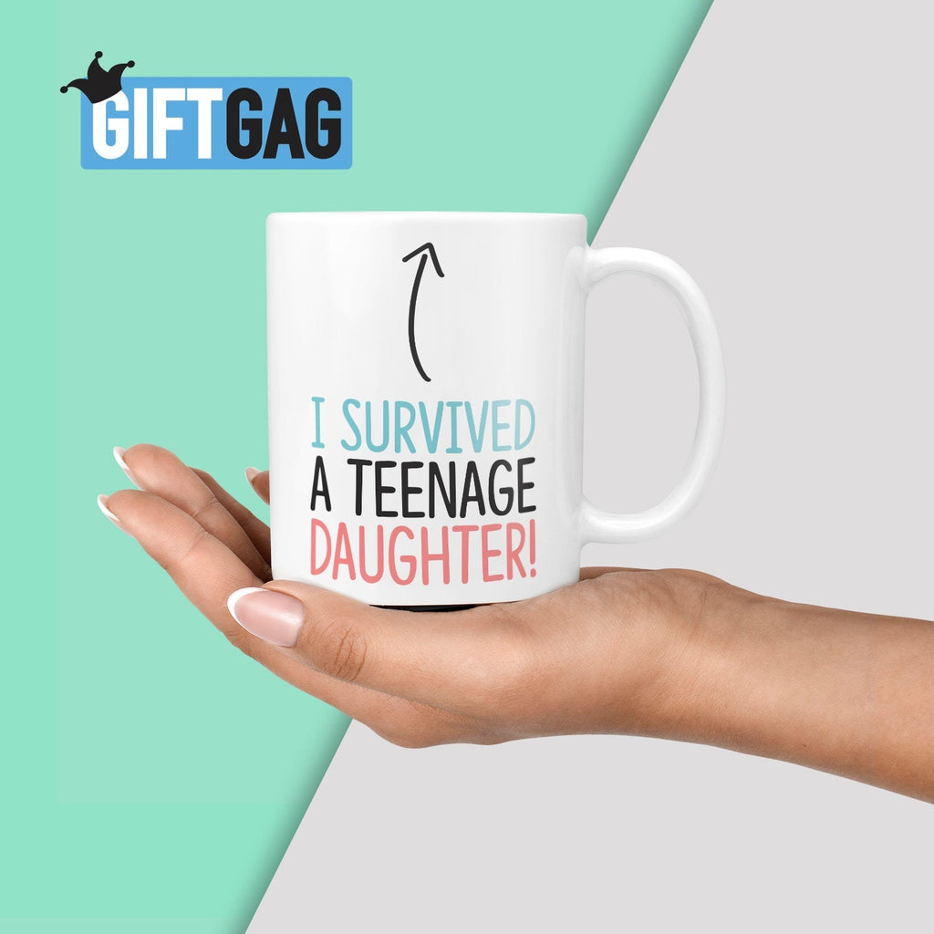 I Survived a Teenage Daughter Gift Mug - Gift For Mum or Dad Birthday –  TeHe Gifts UK