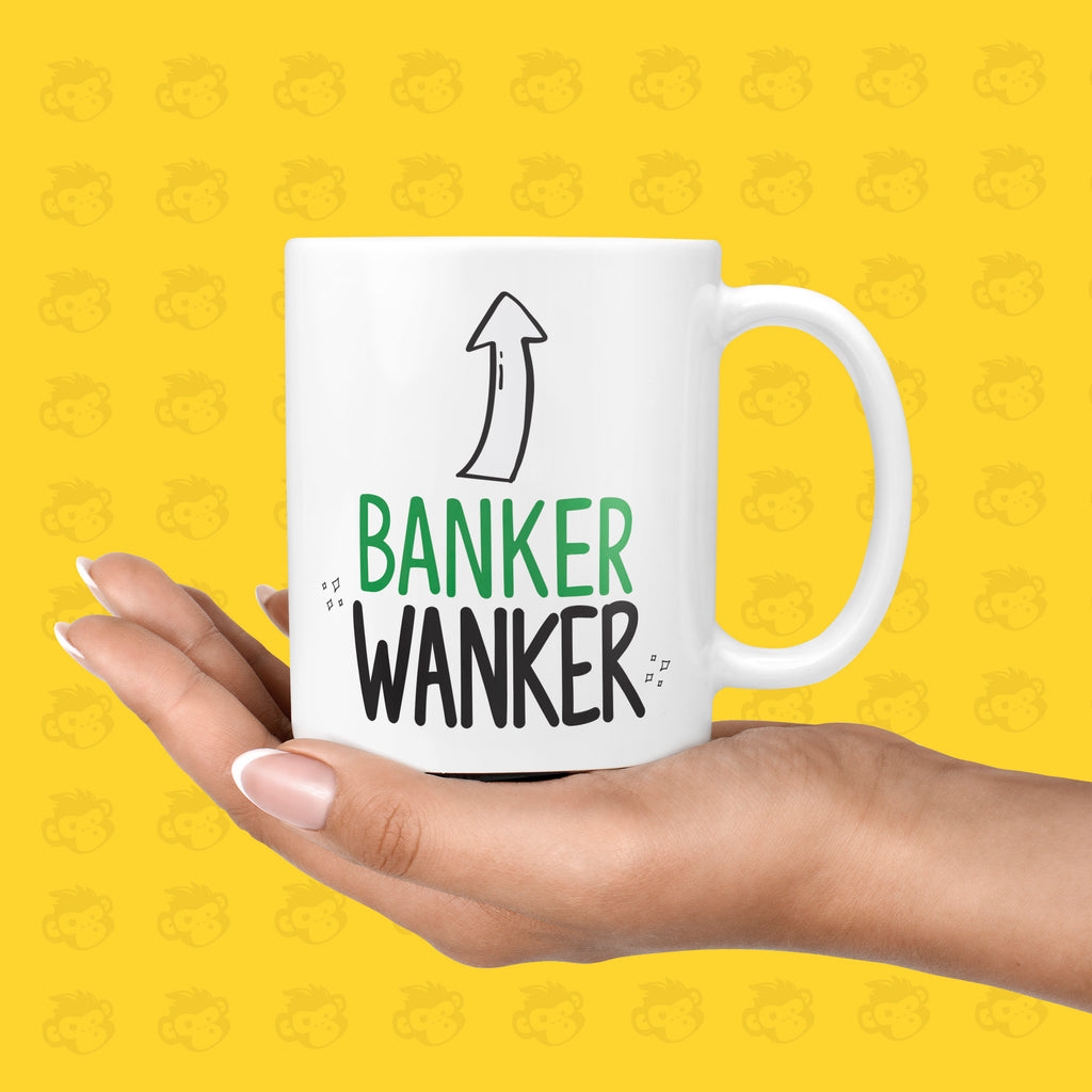 Funny & Rude Banker Wanker Gift -  For Birthdays, Christmas, Mum, Dad Gift, Husband, Profanity, Secret Santa Mugs, Office Mug  - TH-WNK-BANK TeHe Gifts UK