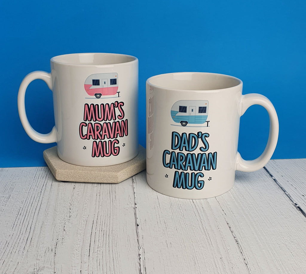 Mum and Dad Caravan Gift Mug Set - Gifts For Couples Humour, Christmas, Birthday Presents, Mother, Father, Caravan Mugs, Him & Her Sets TeHe Gifts UK