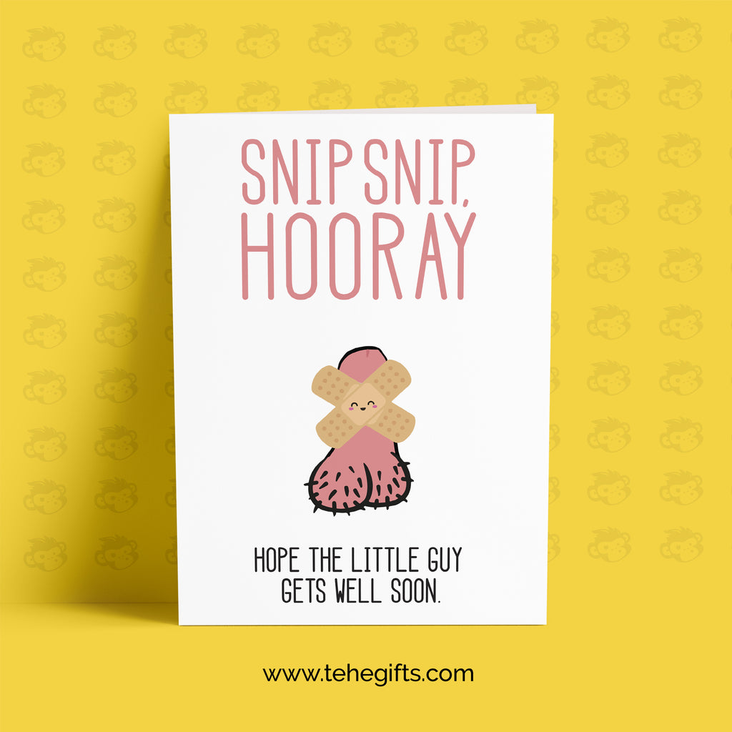 Snip Snip Hooray Funny Vasectomy Card For Him Husband TeHe Gifts UK