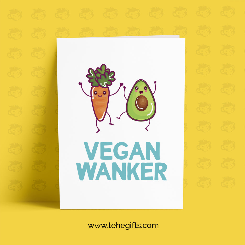 Vegan Wanker Greeting Card, Profanity Cards, Funny Birthday Card for Vegans, Friend, Healthy, Vegetarian, Vegan Birthday, Profanity GG-0017 TeHe Gifts UK